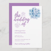 Einfach Watercolor Blue Hydrangea Wedding Einladung (Vorne/Hinten)