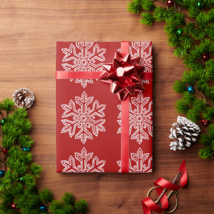 Einfach Weihnachten Kollektion Rot & Weiß Schneefl Geschenkpapier