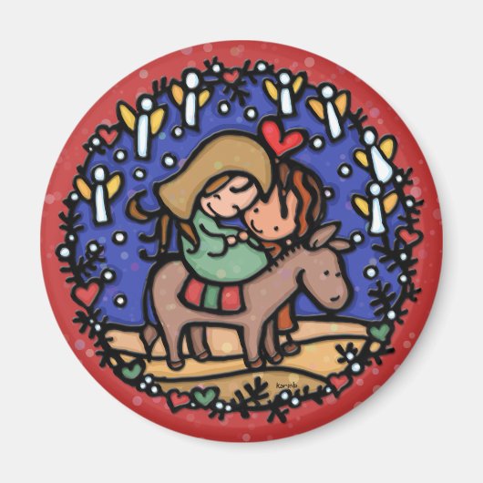 Einfach Weihnachten.Liebe war geboren. Jesus. ROT Magnet (Vorne)