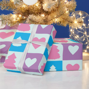 Einfach Weihnachtsbaum violett und blau Geschenkpapier