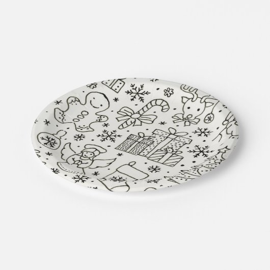 Einfach Weihnachtsdesign auf einer Papierplatte Pappteller (Schrägansicht)