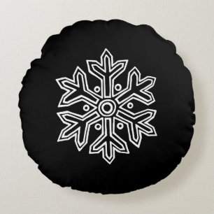 Einfach Weihnachtskollektion - Schneeflocke Rundes Kissen
