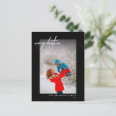 Einfach Weiß frohe Weihnachts-Foto Schwarz Postkarte (Stehend Vorderseite)