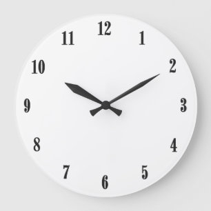 Einfach Weiß mit schwarzen Zahlen Große Wanduhr