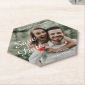 Einfach weiß Save the Date Untersetzer (angewinkelt)