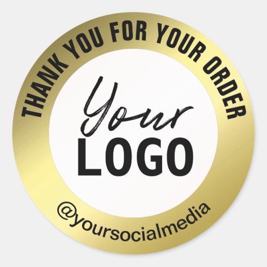 Einfach Weiß und Gold Danke Parcel Runder Aufkleber (Vorderseite)