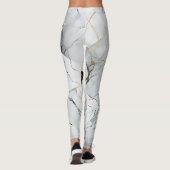 Einfach weiß und Gold marmoriert Leggings (Rückseite)