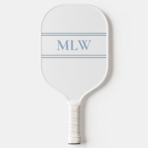 Einfach weiß und leicht blau Mit Monogramm Pickleball Schläger