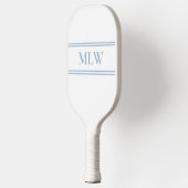 Einfach weiß und leicht blau Mit Monogramm Pickleball Schläger (Links)