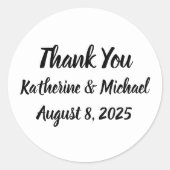 Einfach weiß und schwarz Danke für Ihre Hochzeit Runder Aufkleber (Vorderseite)