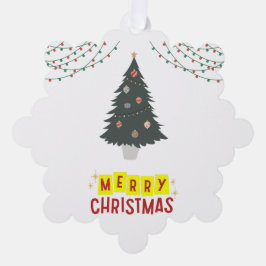 Einfach Weiß und Weihnachtsbaum Frohe Weihnachten Ornament Karte