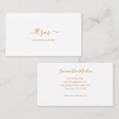 Einfach weißbeige, braune Blumen Visitenkarte (Vorne/Hinten)