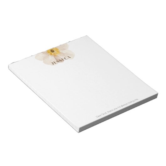 Einfach weißer Anemone Wasserfarbe Liebe Gott Notizblock (angewinkelt)