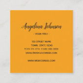 Einfach weißer Cartoon Funny Yellow Quadratische Visitenkarte (Rückseite)