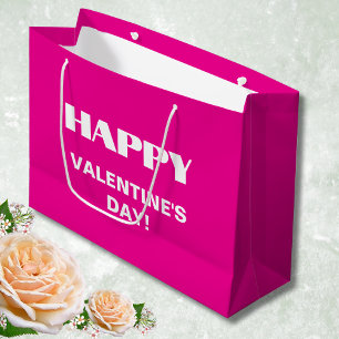 Einfach weißer, glatter Happy Valentines Day Hot Große Geschenktüte