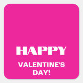 Einfach weißer, glatter Happy Valentines Day | Hot Quadratischer Aufkleber (Vorderseite)