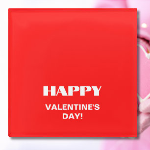 Einfach weißer, glatter Happy Valentines Day Neo Glasuntersetzer