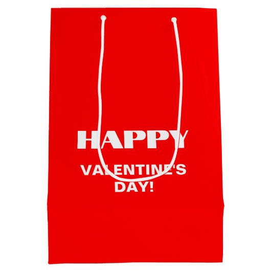 Einfach weißer, glatter Happy Valentines Day | Neo Mittlere Geschenktüte (Rückseite)