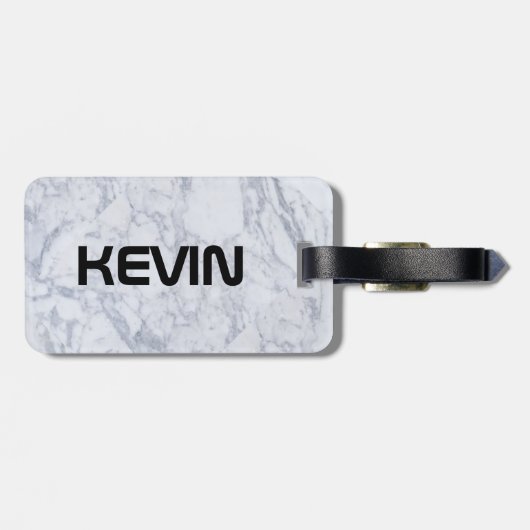 Einfach weißer Marmorstein Gepäckanhänger (Rückseite horizontal)