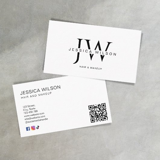 Einfach weißer moderner Minimaler QR-Code Visitenkarte