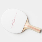 Einfach weißer, rosa, eleganter Skriptname Tischtennis Schläger (Seitenansicht)