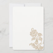 Einfach weißes goldfarbenes, elegantes Blumenmotiv Einladung (Rückseite)