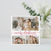 Einfach weißes Rot 3 Foto Collage Weihnachten (Stehend Vorderseite)