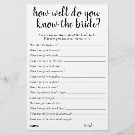 Einfach wer die Braut am besten kennt | Black Game (Vorderseite)