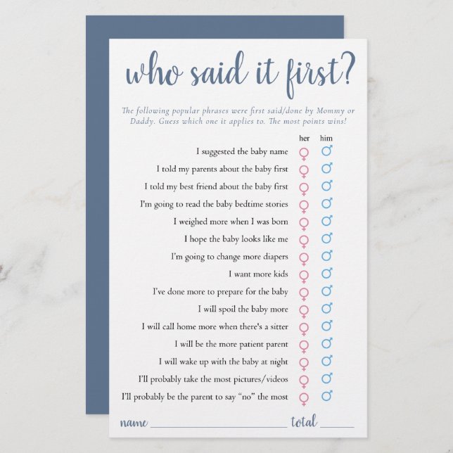 Einfach wer hat es zuerst gesagt | Dusty Blue Game (Vorne/Hinten)