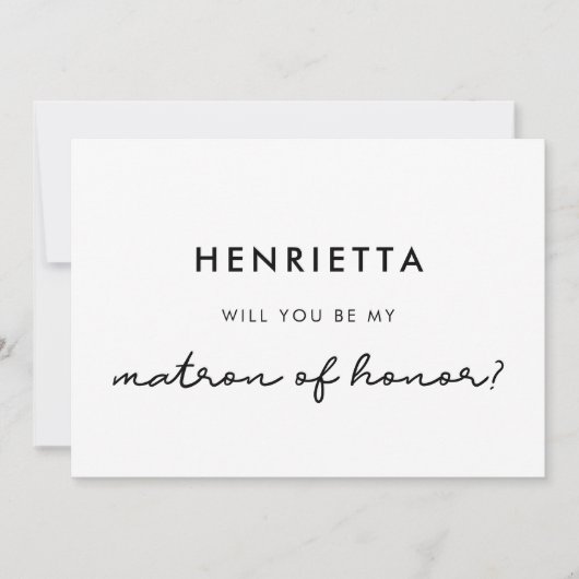 Einfach Werden Sie meine Ehrenmatrone sein? Einladung (Vorderseite)