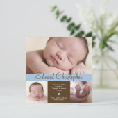 Einfach Wertvolle Geburtsankündigung - Blau Ankündigung (Stehend Vorderseite)