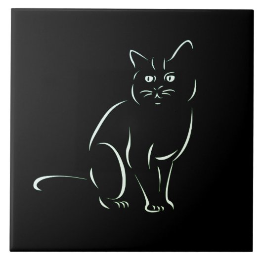 Einfach White Kitty Cat Fliese (Vorderseite)