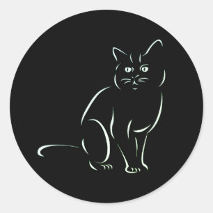 Einfach White Kitty Cat Runder Aufkleber