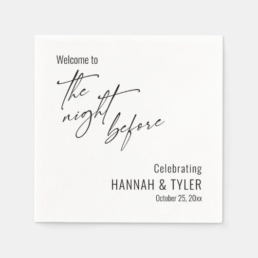 Einfach Willkommen in der Nacht vor Schwarz & Weiß Serviette (Vorderseite)