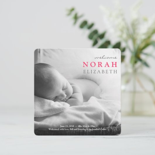 Einfach Willkommen | Kinderankündigung Ankündigung (Stehend Vorderseite)