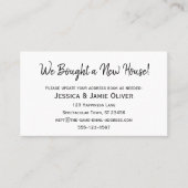 Einfach: "Wir haben ein neues Haus gekauft!" Weiße Visitenkarte (Vorderseite)