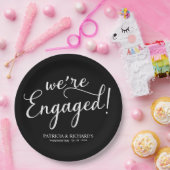 Einfach: Wir sind Verlobte Engagement Party Black Pappteller (Party)