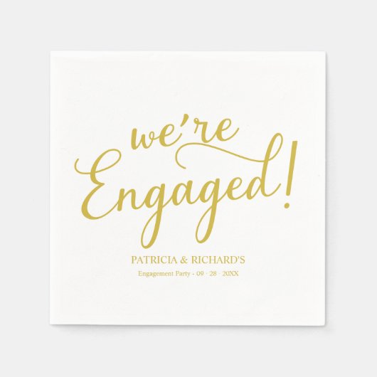 Einfach: Wir sind Verlobtes Engagement Party Gold Serviette (Vorderseite)