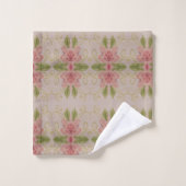 Einfach wunderschön mit Taupe und rosa Blütenprach Badhandtuch Set (Waschlappen)