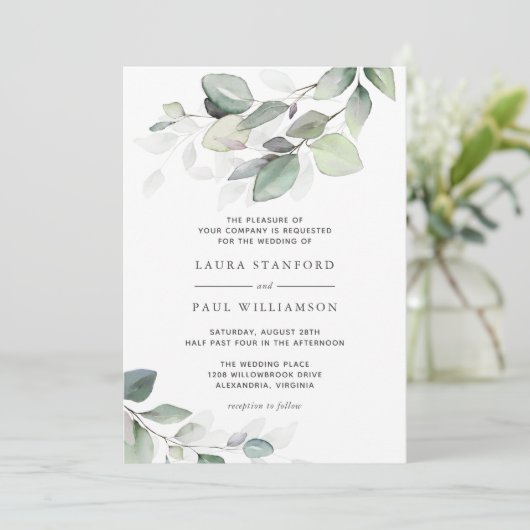 Einfach wunderschöne Botanische Vegetation Einladung (Stehend Vorderseite)