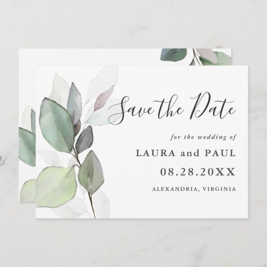 Einfach wunderschöne botanische Vegetation Save th Save The Date (Vorne/Hinten)