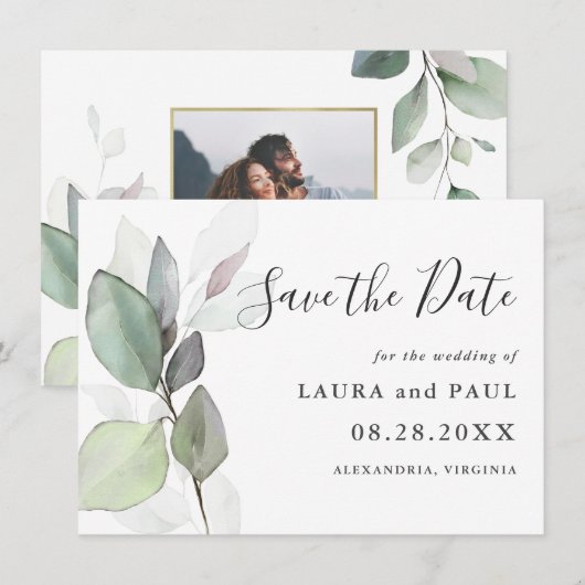 Einfach wunderschöne botanische Vegetation Save th The Date (Vorne/Hinten)