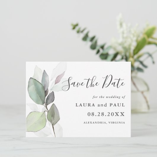 Einfach wunderschöne botanische Vegetation Save th The Date (Stehend Vorderseite)