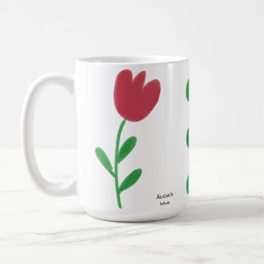 Einfach wunderschöne rote Tulips-Blume über Weiß Kaffeetasse (Links)
