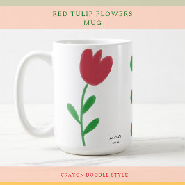 Einfach wunderschöne rote Tulips-Blume über Weiß Kaffeetasse