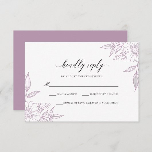 Einfach zarter Blumenzacker RSVP Karte (Vorne/Hinten)