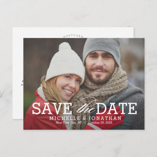 Einfach zeitlos EDITABLE FARBE Save the Date Postkarte (Vorne/Hinten)