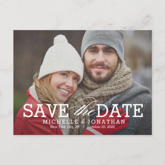 Einfach zeitlos EDITABLE FARBE Save the Date Postkarte (Vorderseite)