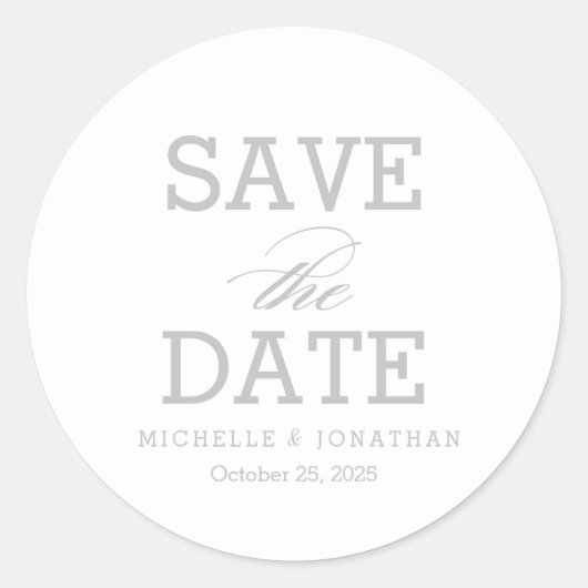 Einfach zeitlos EDITABLE FARBE Save the Date Runder Aufkleber (Vorderseite)
