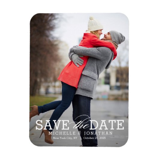 Einfach Zeitlos EDITIERBARE FARBE Save The Date Magnet (Vertikal)